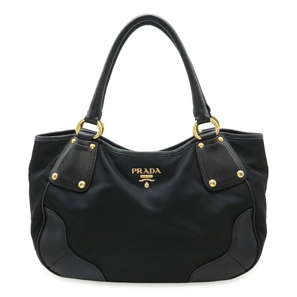 Prada Tote Tessuto Saffiano Bag Shoulder Hobo Leather NERO Black
